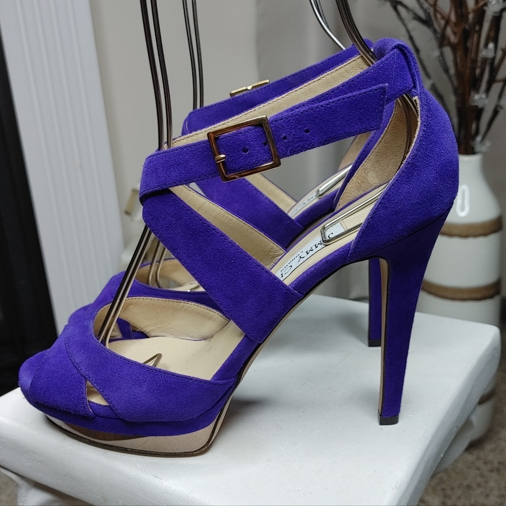 Jimmy Choo "Kuki" Suede Platform Sandal, Purple 38.5